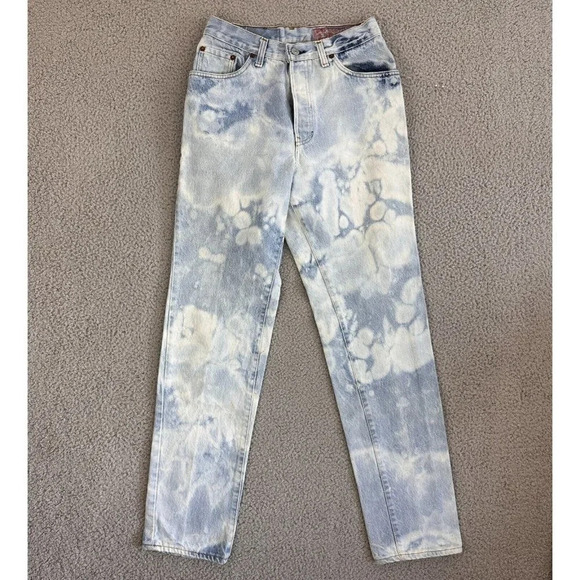 Vintage Levis 501 Jeans Womens 28 x 31 Acid Wash 80s Button Fly High Waist - Picture 1 of 16